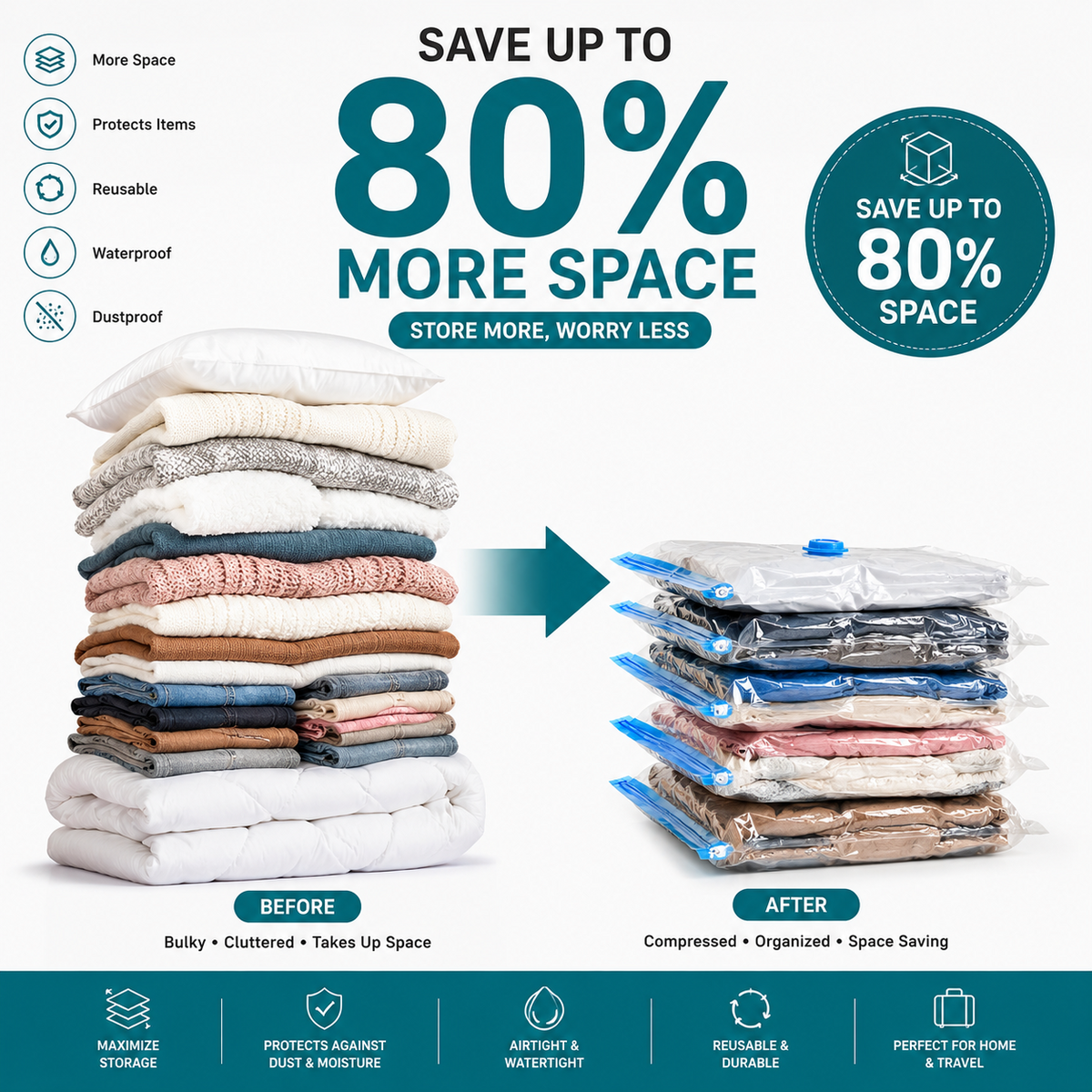 💫【Back to School】Dlomyro Cordless Vacuum Storage Bag Set — Optional Rechargeable Electric Air Pump