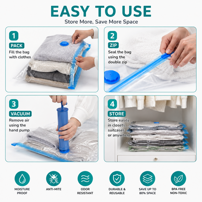 💫【Back to School】Dlomyro Cordless Vacuum Storage Bag Set — Optional Rechargeable Electric Air Pump